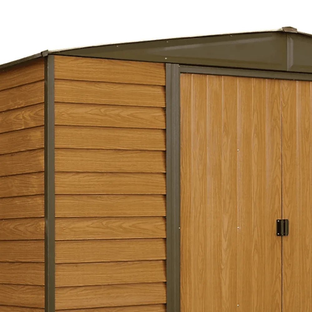 Arrow Woodridge 10 ft. x 8 ft. Metal Storage Shed with Woodgrain Finish - Prioka
