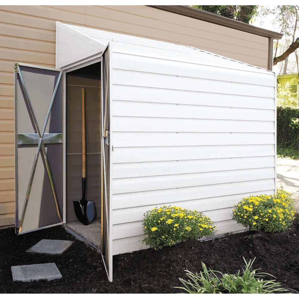 Arrow Yardsaver 4 x 7 ft. Galvanized Steel Lean-To Outdoor Storage Shed, Eggshell - Prioka