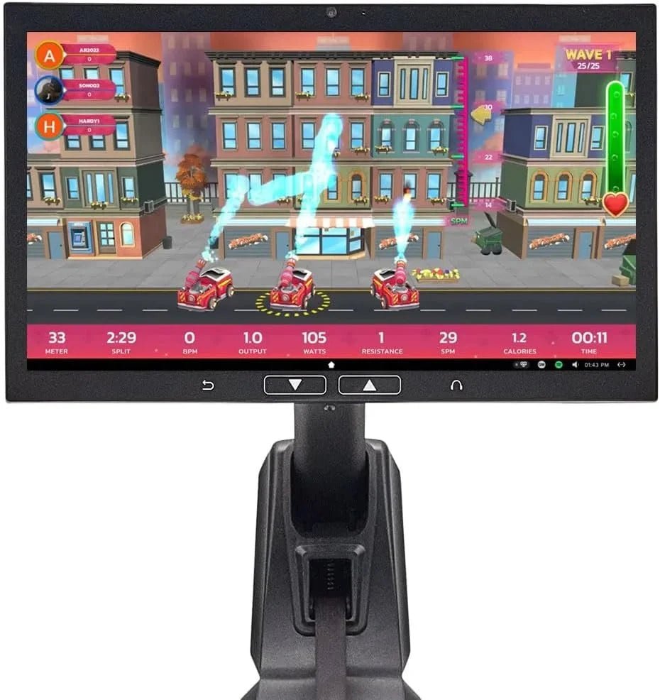 Aviron Strong Series Rower: 22″ HD Touchscreen, Dual Air &amp; Magnetic Resistances up to 100 lbs. Game-Based Workouts, Streaming, Compact Designs - Prioka