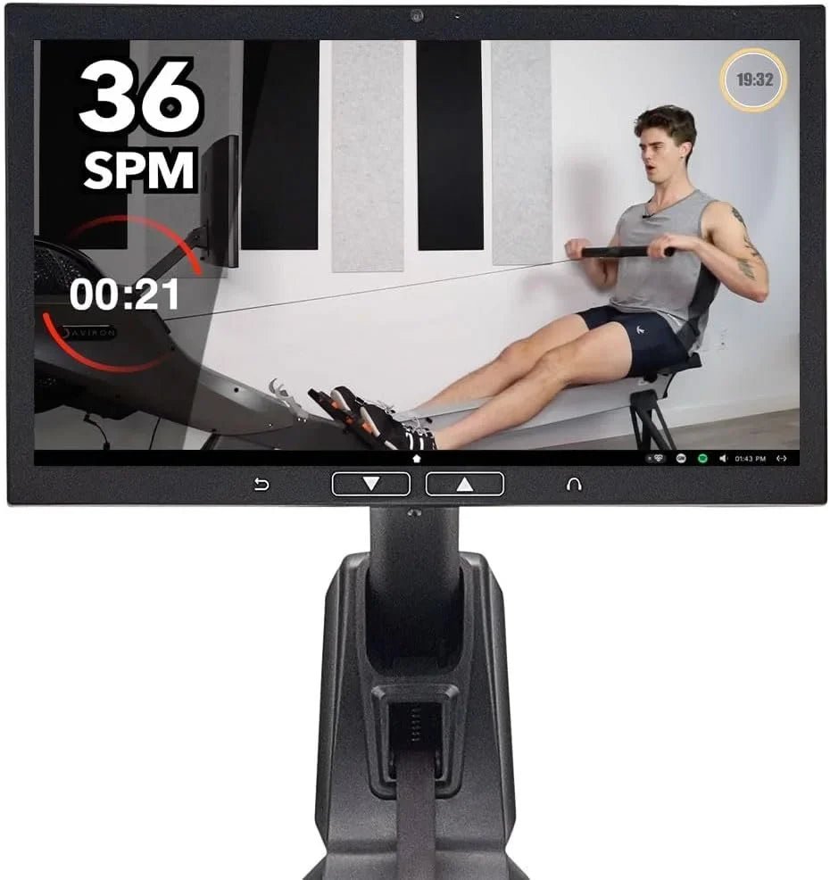 Aviron Strong Series Rower: 22″ HD Touchscreen, Dual Air &amp; Magnetic Resistances up to 100 lbs. Game-Based Workouts, Streaming, Compact Designs - Prioka