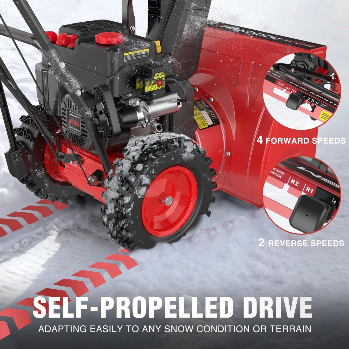 PowerSmart Brand New Self-Propelled Gas Snow Blower, 212cc 24 in. Two-Stage with 120V Electric Start