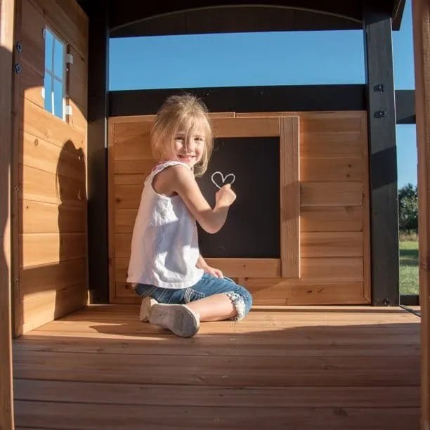 Backyard Discovery Canyon Creek Wooden Swing Set with Slide and Rock Wall - Prioka