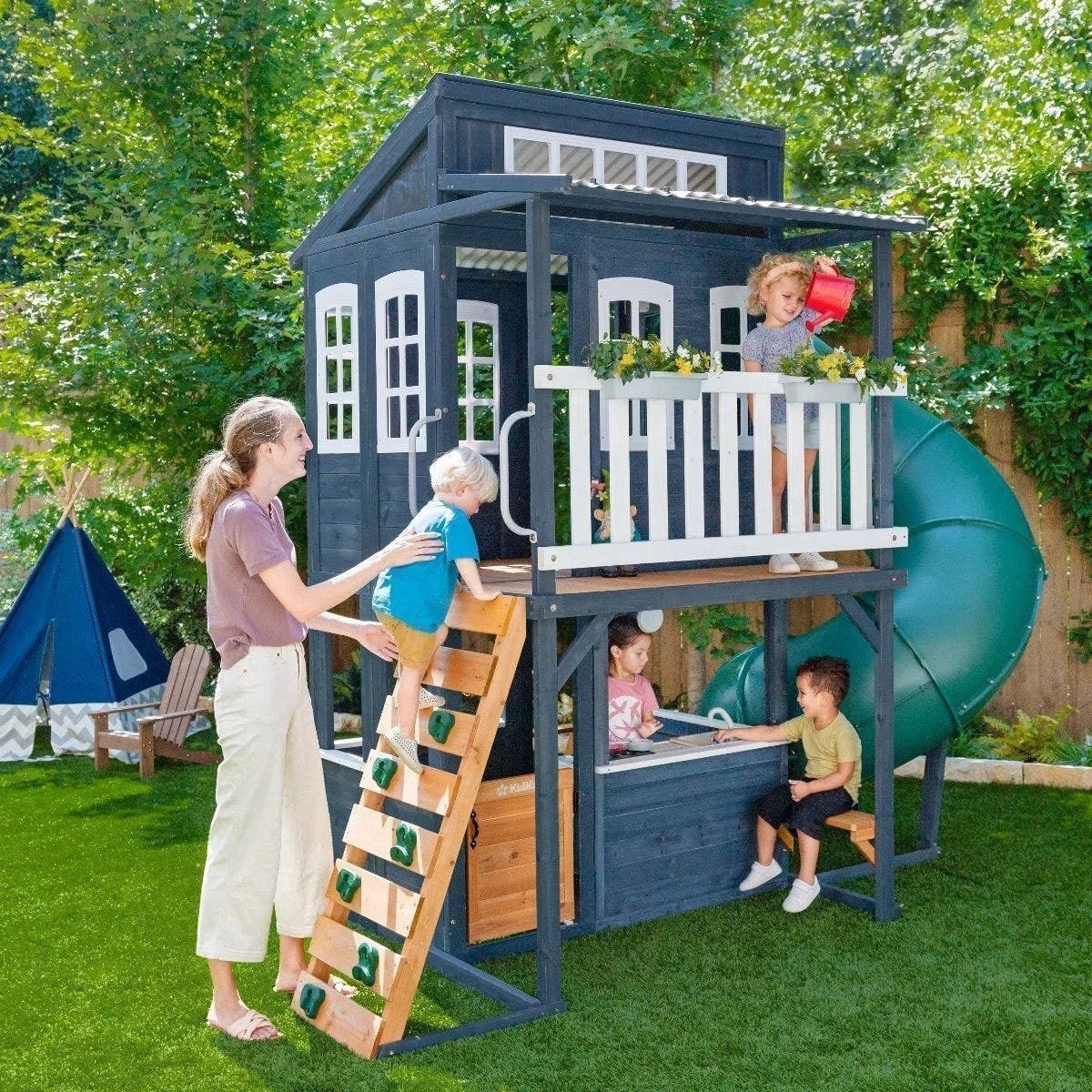 Backyard Discovery Skyfort III Cedar Swing Set w/ Tube Slide – DIY - Prioka