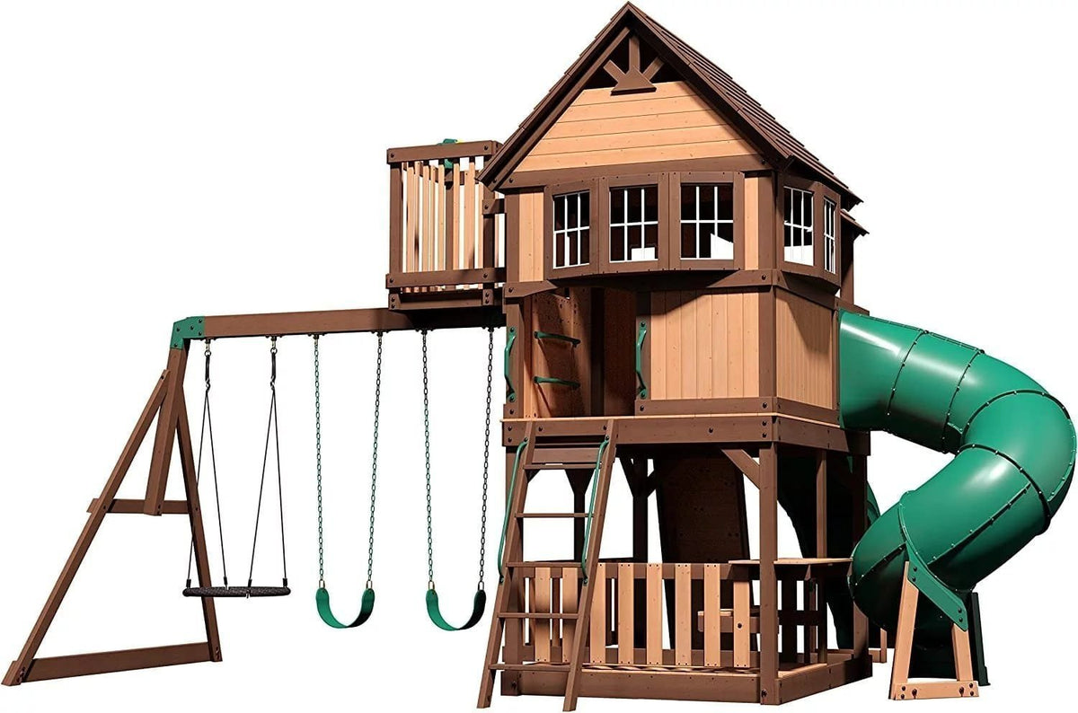 Backyard Discovery Skyfort III Cedar Swing Set w/ Tube Slide – DIY - Prioka