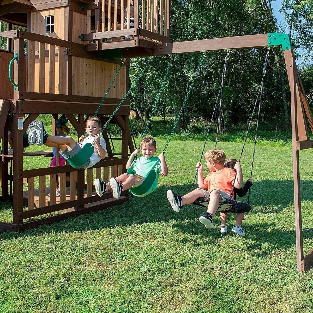 Backyard Discovery Skyfort III Cedar Swing Set w/ Tube Slide – DIY - Prioka