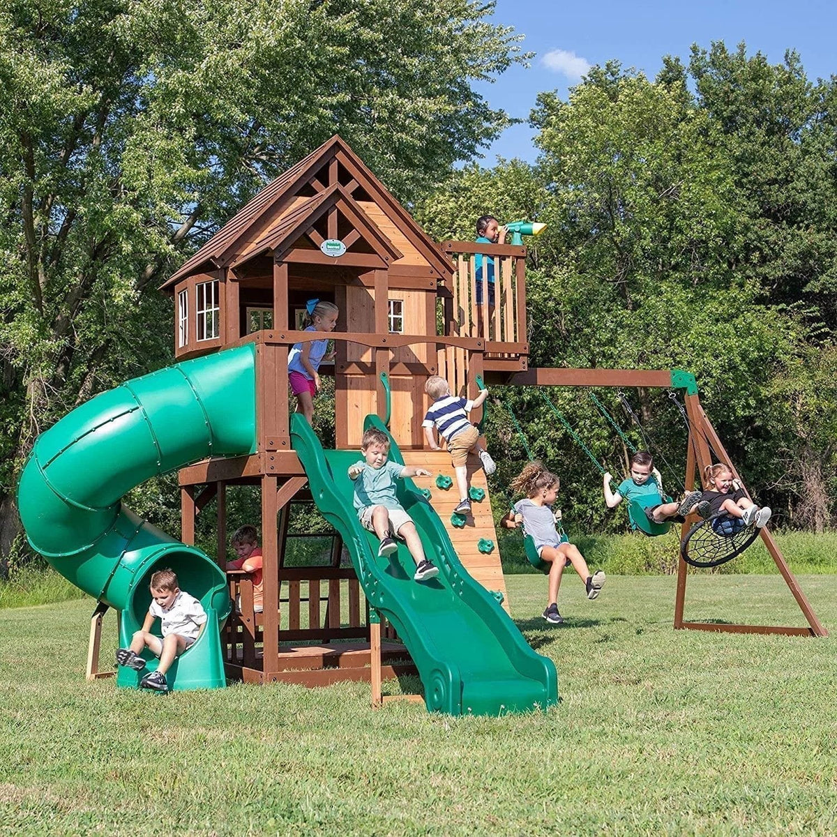 Backyard Discovery Skyfort III Cedar Swing Set w/ Tube Slide – DIY - Prioka