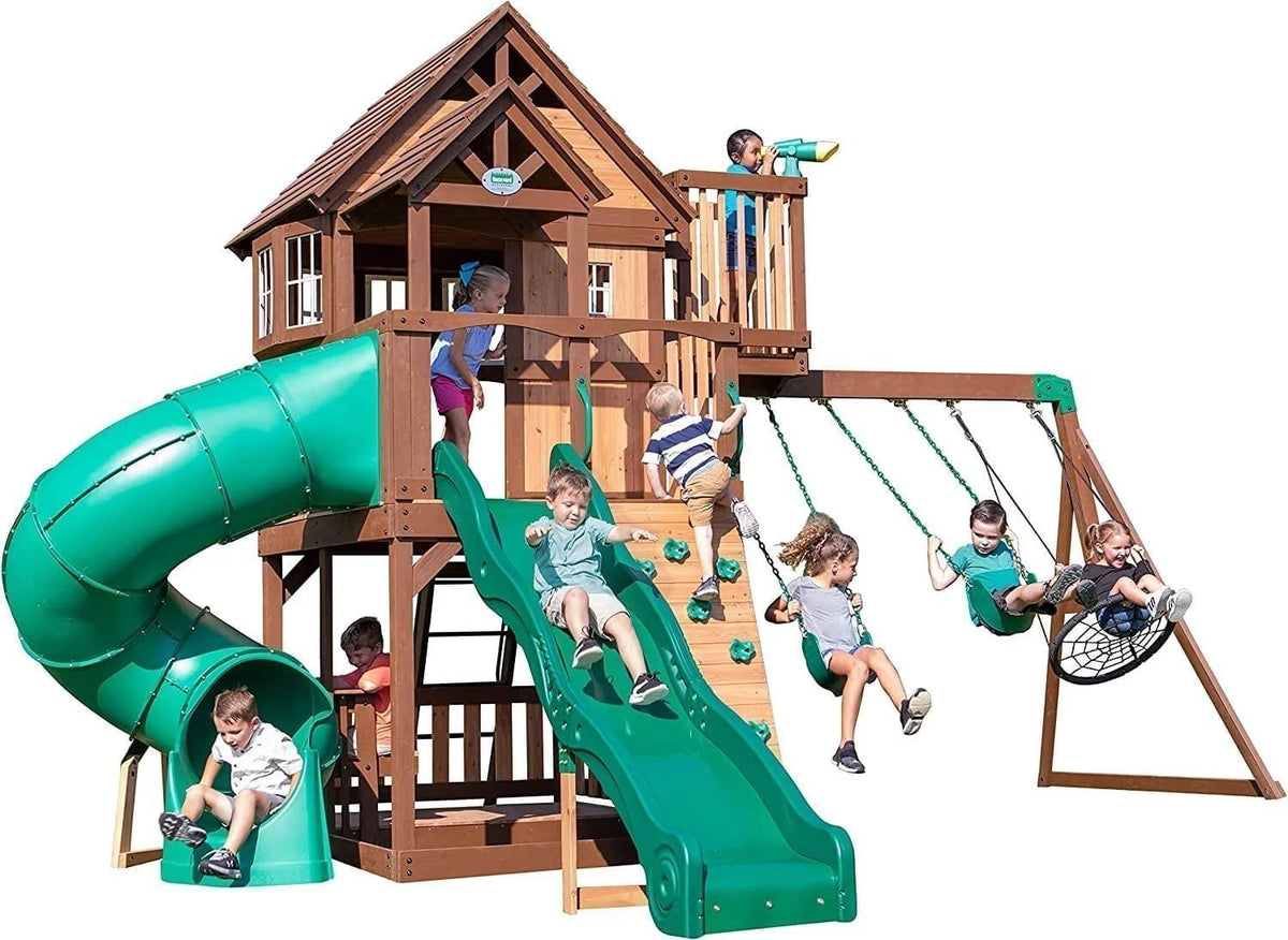 Backyard Discovery Skyfort III Cedar Swing Set w/ Tube Slide – DIY - Prioka