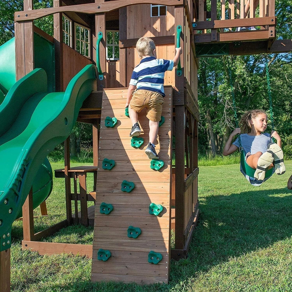 Backyard Discovery Skyfort III Cedar Swing Set w/ Tube Slide – DIY - Prioka