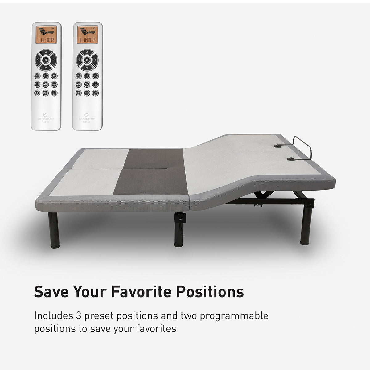 Bedgear Flex LSX Adjustable Base - 4-Motor Articulation with Bluetooth Audio & Massage - Prioka