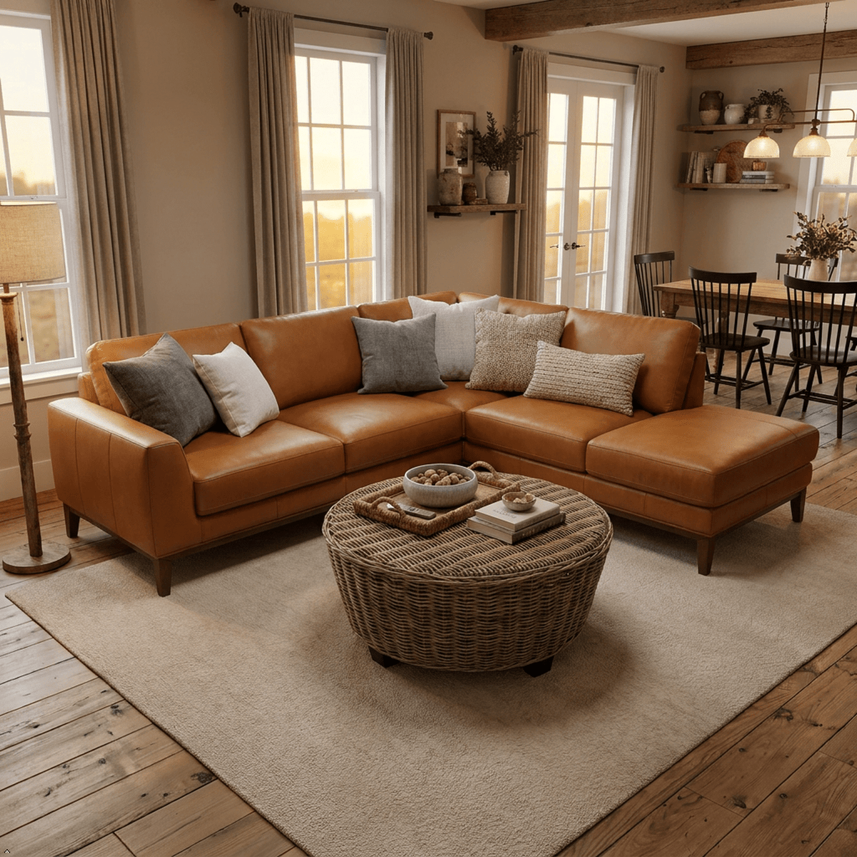 Benson Top-Grain Leather Sectional with Chaise - Prioka