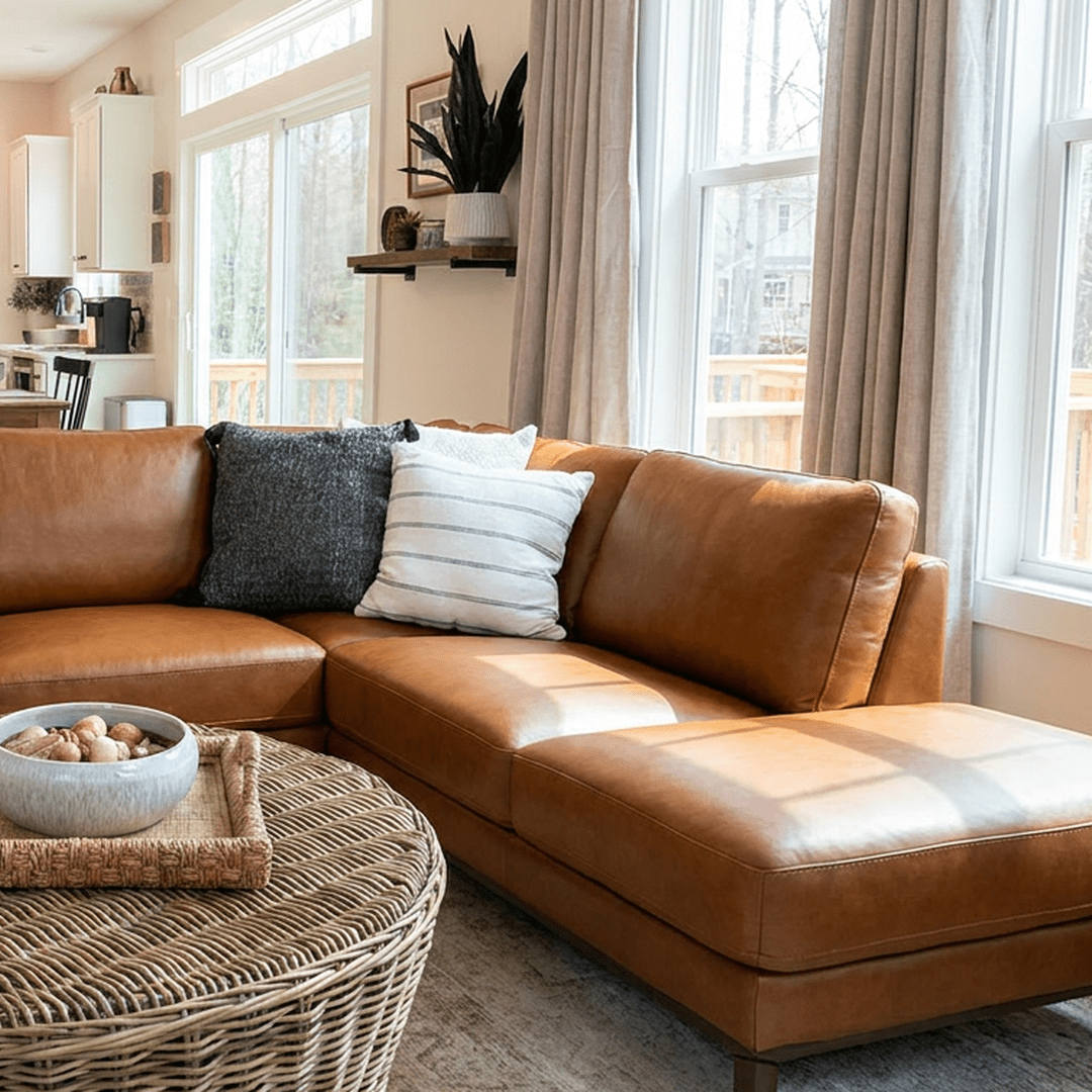 Benson Top-Grain Leather Sectional with Chaise - Prioka