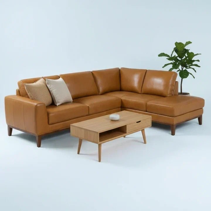 Benson Top-Grain Leather Sectional with Chaise - Prioka
