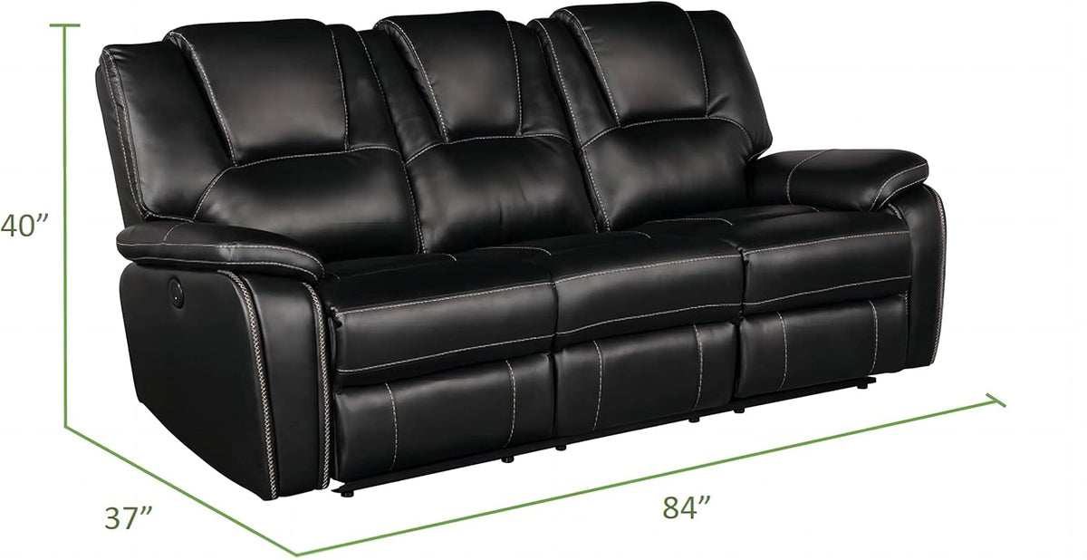 Bergenfield Furniture Manual Recliner Sofa Set Bonded Leather Reclining Loveseat Couch Living Room Black - Prioka