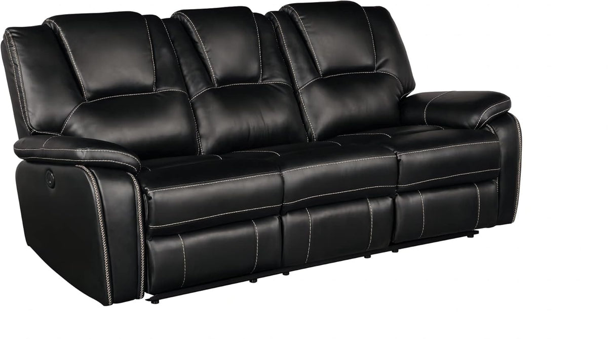 Bergenfield Furniture Manual Recliner Sofa Set Bonded Leather Reclining Loveseat Couch Living Room Black - Prioka
