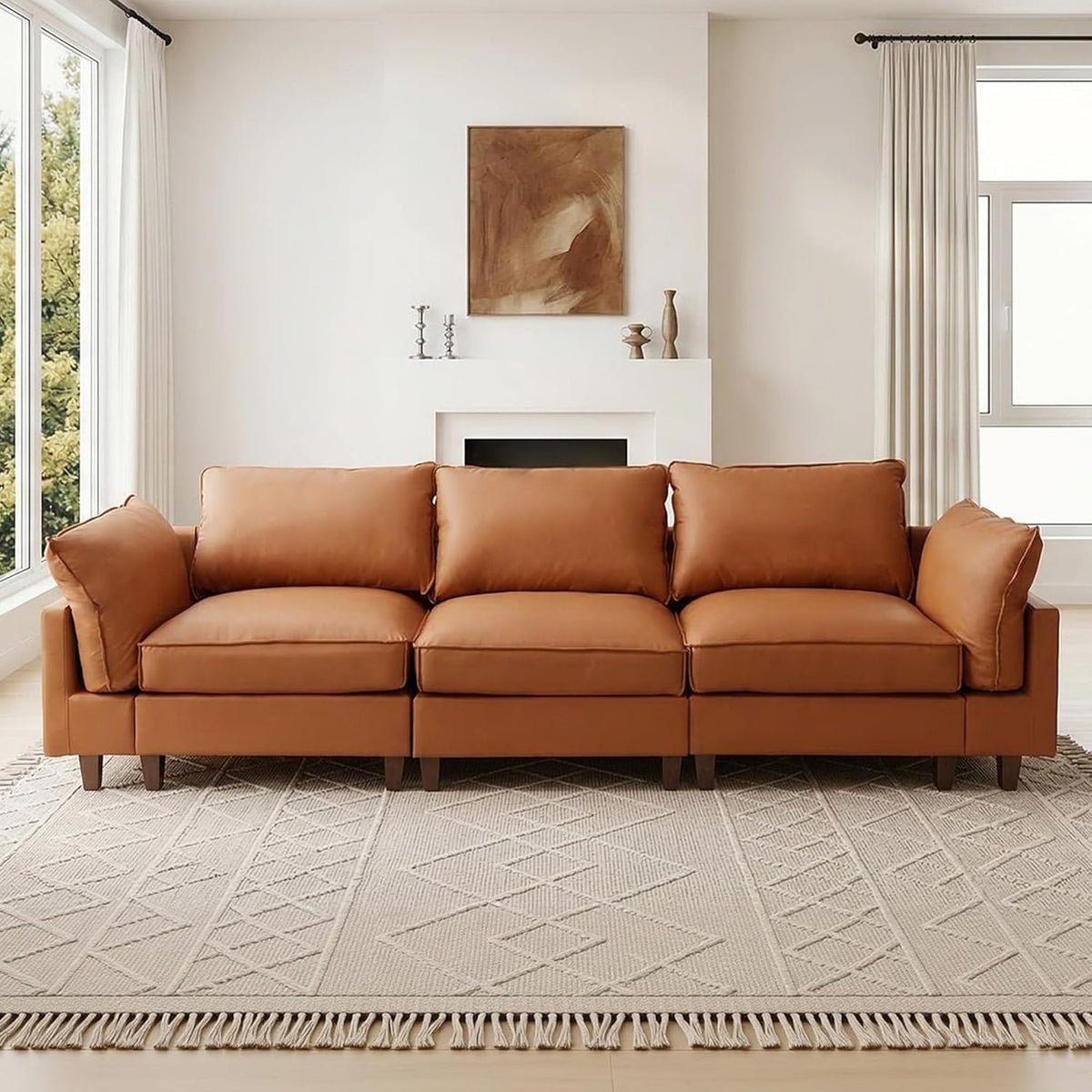 Bergenfield Furniture Modular Sectional Couch Oversized Cloud Couch 3 Seat L Shaped Sofa - Prioka