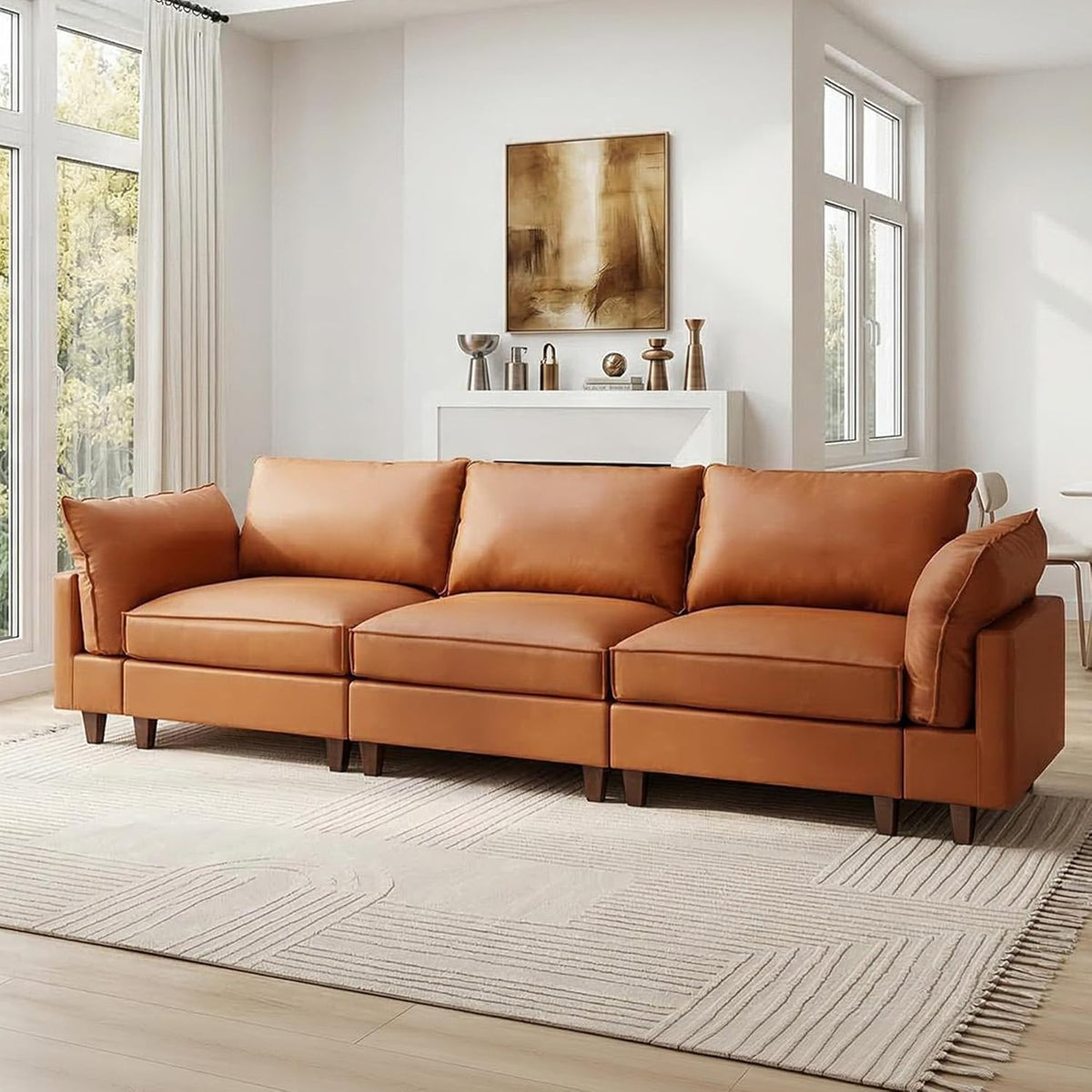 Bergenfield Furniture Modular Sectional Couch Oversized Cloud Couch 3 Seat L Shaped Sofa - Prioka