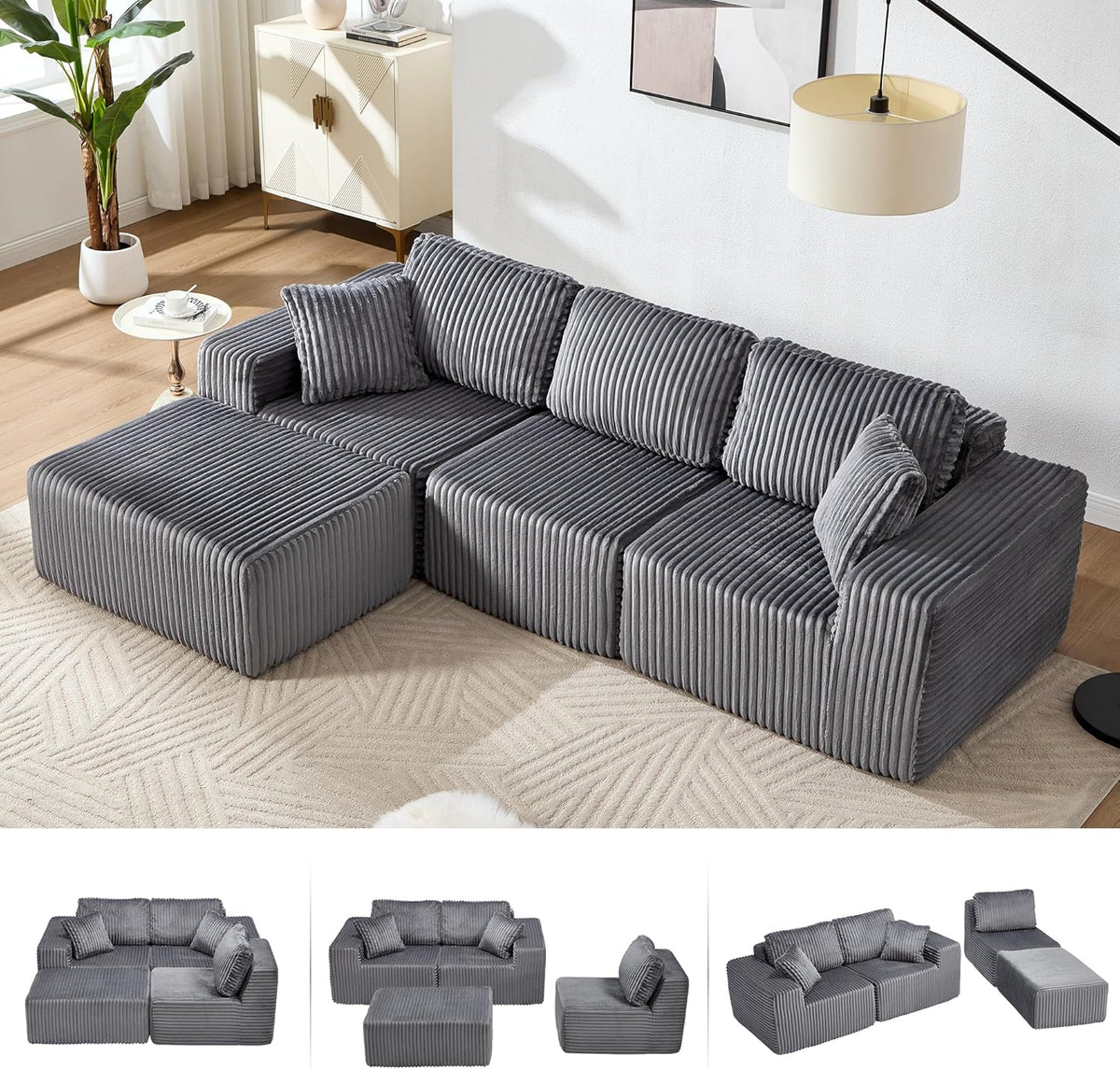 Bergenfield Furniture Modular Sectional Sofa Cloud Sectional Couch Deep Seat L Shaped Couch - Prioka