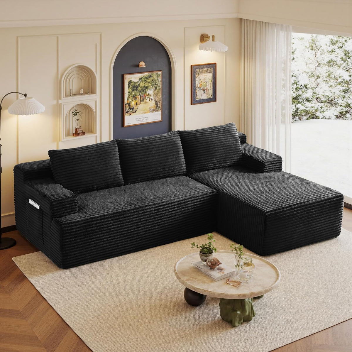 Bergenfield Furniture Sectional Couch Cloud Sofa L Shaped Upholstered Modular Sectional Couch with Chaise Boneless Modern Living Room Sofa - Prioka
