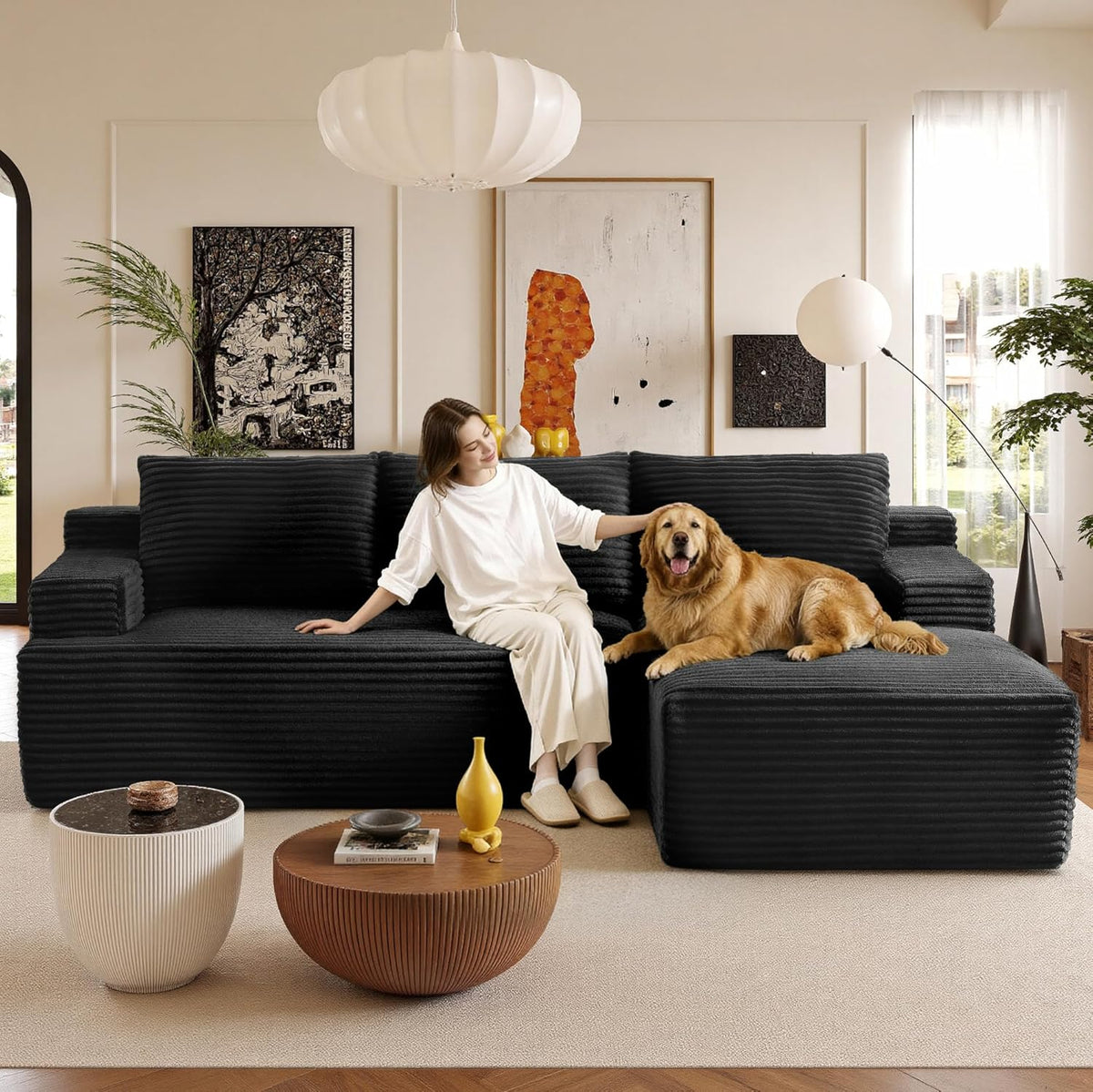 Bergenfield Furniture Sectional Couch Cloud Sofa L Shaped Upholstered Modular Sectional Couch with Chaise Boneless Modern Living Room Sofa - Prioka