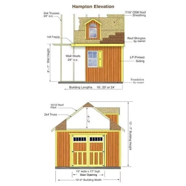 Best barns Hampton 12×24 Wood Storage Shed Kit Installation Included - Prioka