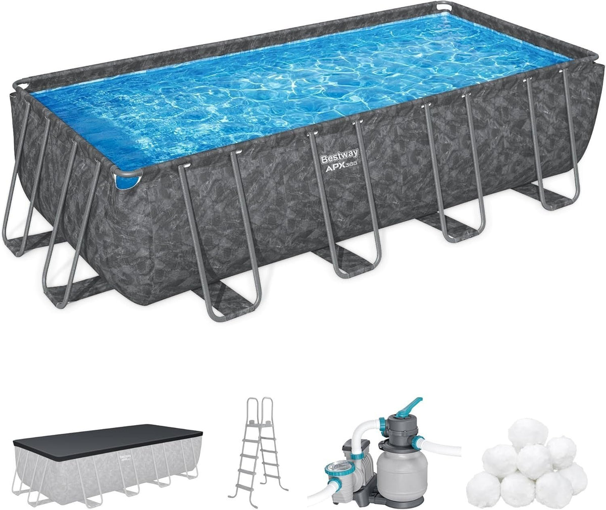 Bestway APX 365 18′ x 9′ x 52″ Rectangular Above Ground Swimming Pool - Prioka