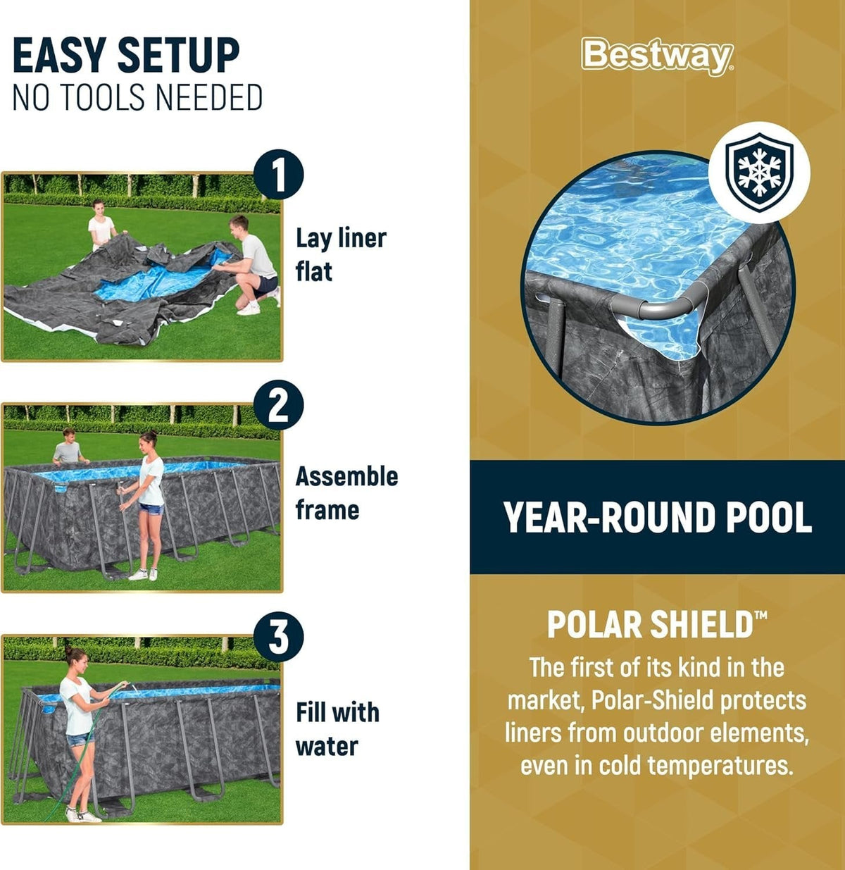 Bestway APX 365 18′ x 9′ x 52″ Rectangular Above Ground Swimming Pool - Prioka