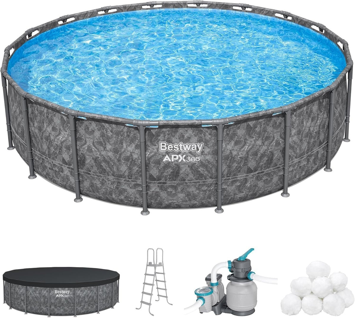 Bestway APX 365 18’x52″ Round Above Ground Swimming Pool Set with Pump &038; Ladder - Prioka
