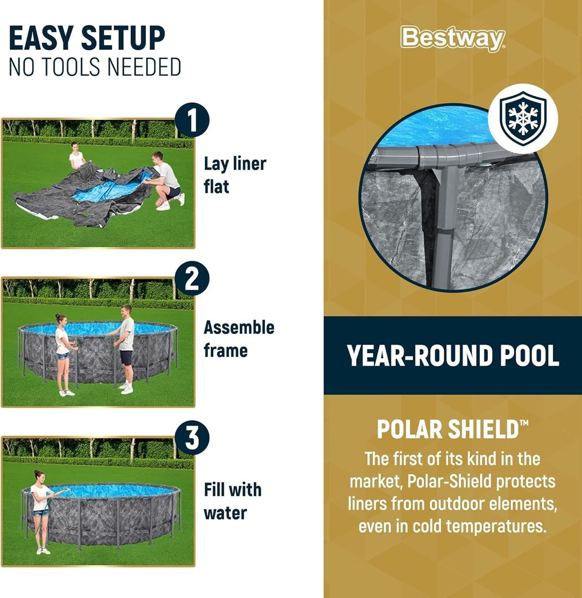 Bestway APX 365 18’x52″ Round Above Ground Swimming Pool Set with Pump &038; Ladder - Prioka