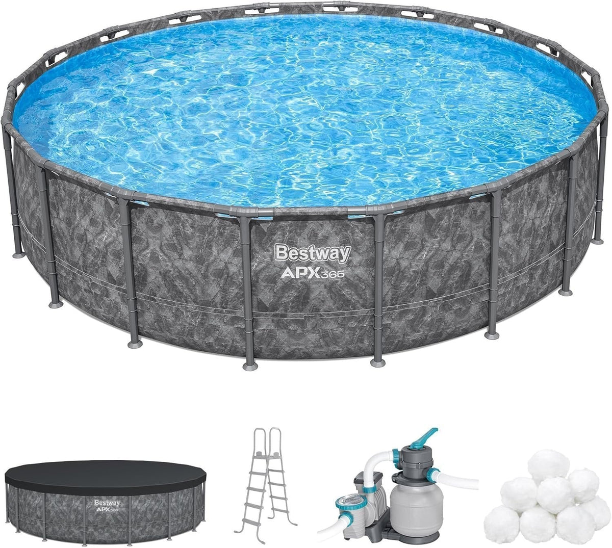 Bestway APX 365 18’x52″ Round Above Ground Swimming Pool Set with Pump & Ladder - Prioka
