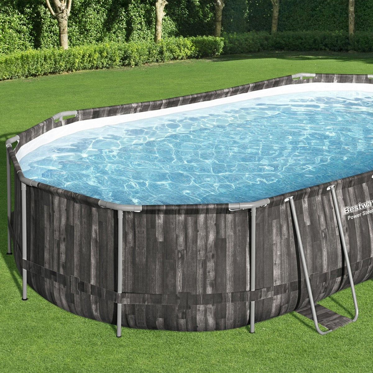 Bestway Power Steel 20′ x 12′ x 48″ Oval Above Ground Outdoor Swimming Pool Set - Prioka