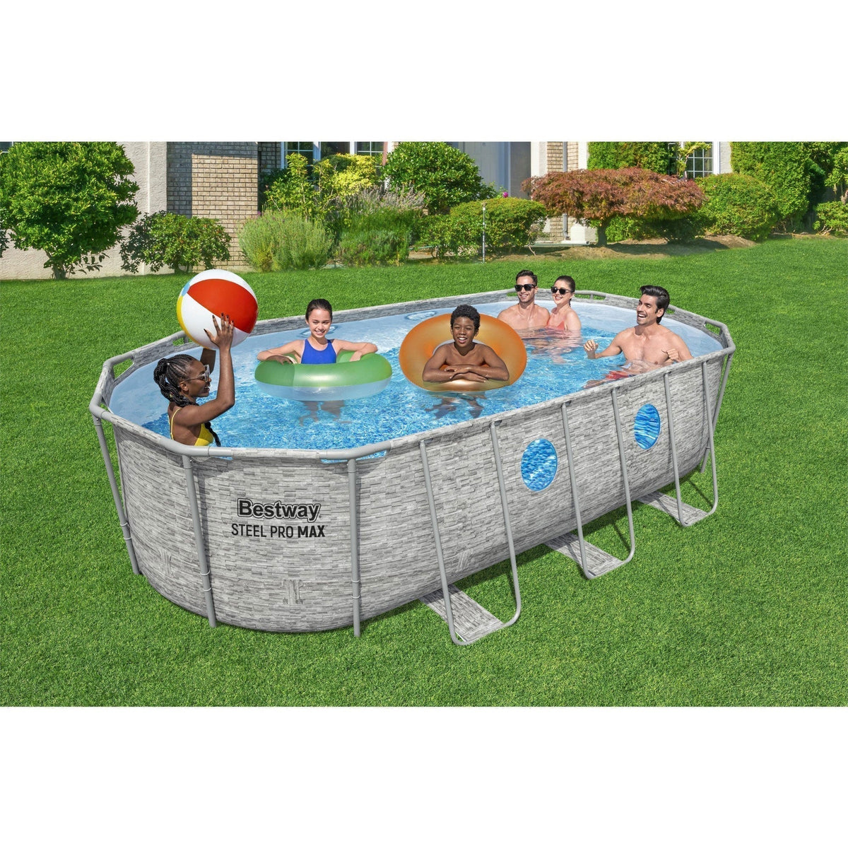 Bestway Power Steel Swim Vista 18' x 9' x 48" Above Ground Swimming Pool Set - Prioka