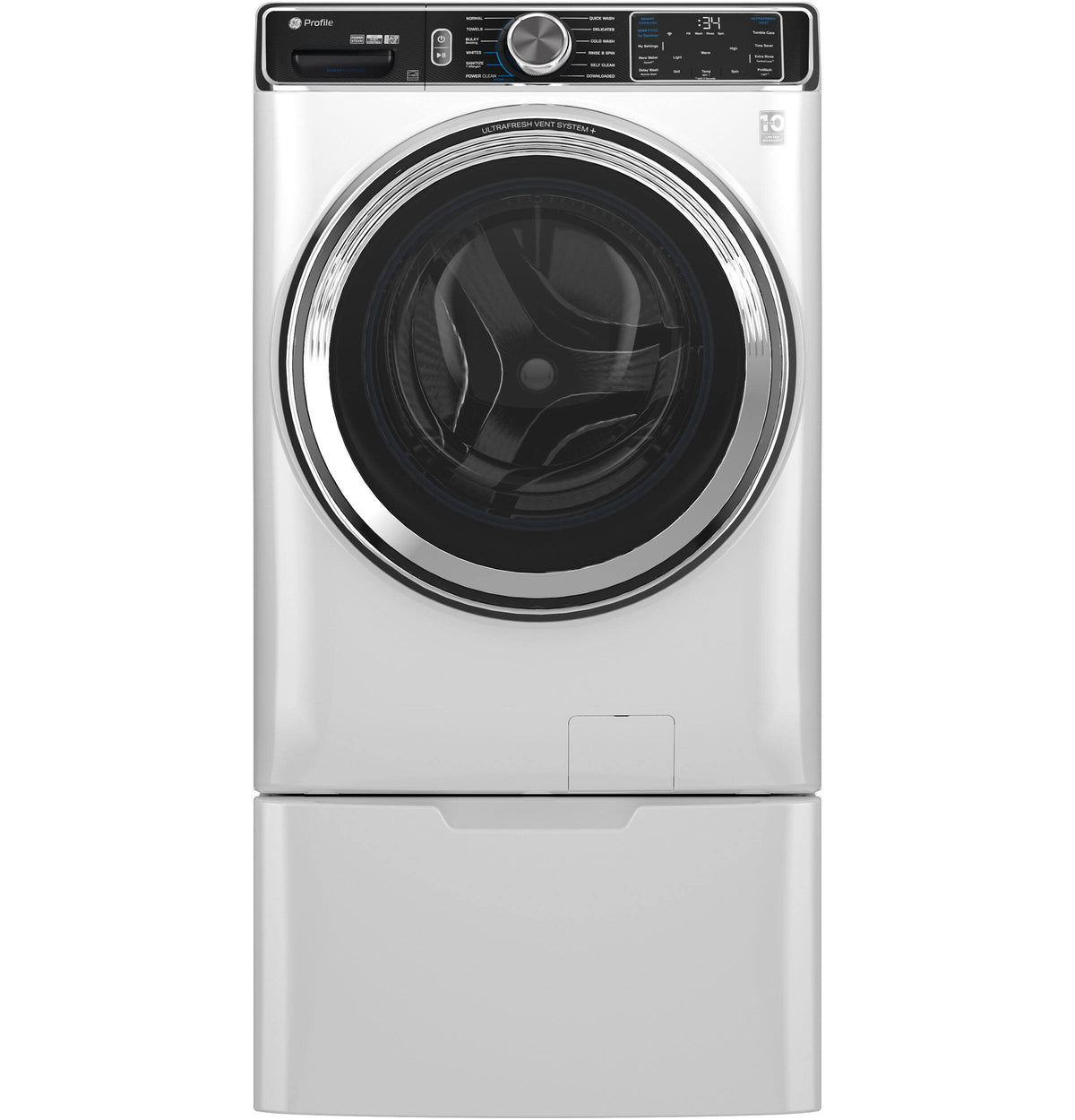 GE – 28 in. Wide and 16 in. Tall Laundry Pedestal with Storage Drawer for Select Washers and Dryers – White