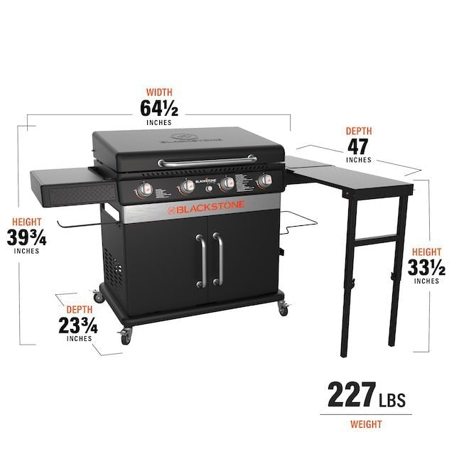 Blackstone 36-in Culinary Cabinet Griddle with Side Table: Versatile Outdoor Cooking in Stainless Steel - Prioka