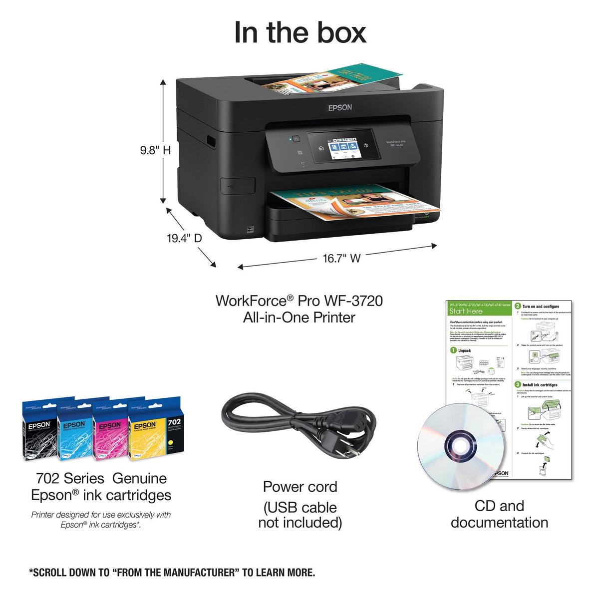 Epson WorkForce Pro WF-3720 Wireless All-in-One Color Inkjet Printer