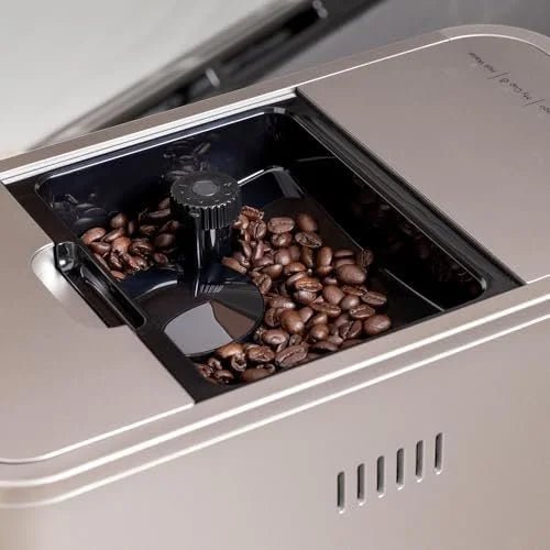 Café Affetto Automatic Espresso Machine + Milk Frother | Built-In & Adjustable Espresso Bean Grinders | One-Touch Brew in 90 Seconds | Steel Silver, 1.2 Liter, (C7CEBBS2RS3) - Prioka