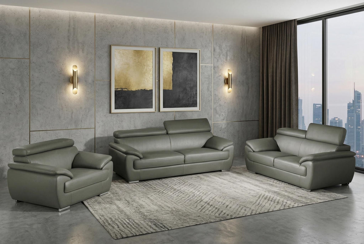 Carter Leather Seating Set – Gray - Prioka