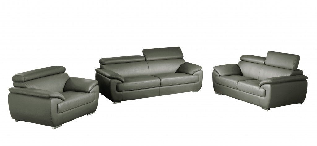Carter Leather Seating Set – Gray - Prioka