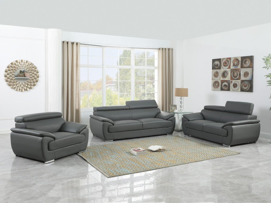 Carter Leather Seating Set – Gray - Prioka
