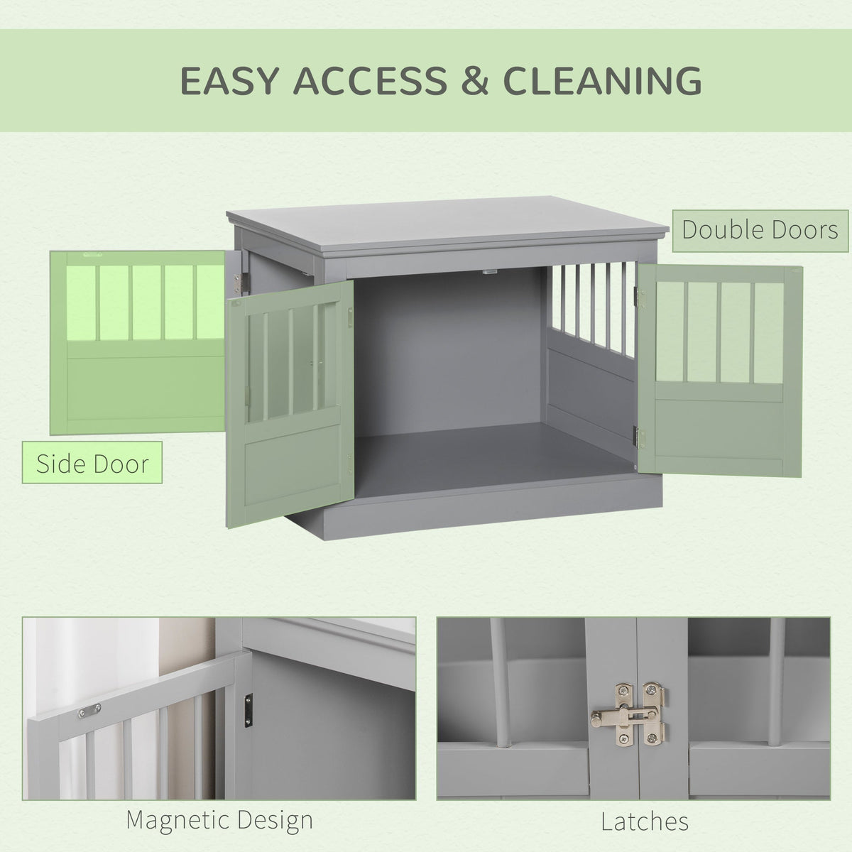 Cat Litter Box Enclosure with Magnetic Doors, Cat Washroom Nightstand with Large Top, Hidden Litter Box Side Table with Latches, Dark Grey - Prioka