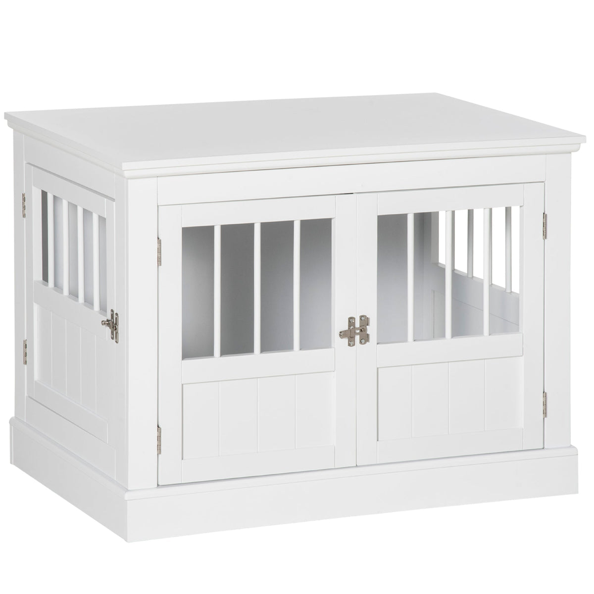Cat Litter Box Enclosure with Magnetic Doors, Cat Washroom Nightstand with Large Top, Hidden Litter Box Side Table with Latches, White - Prioka