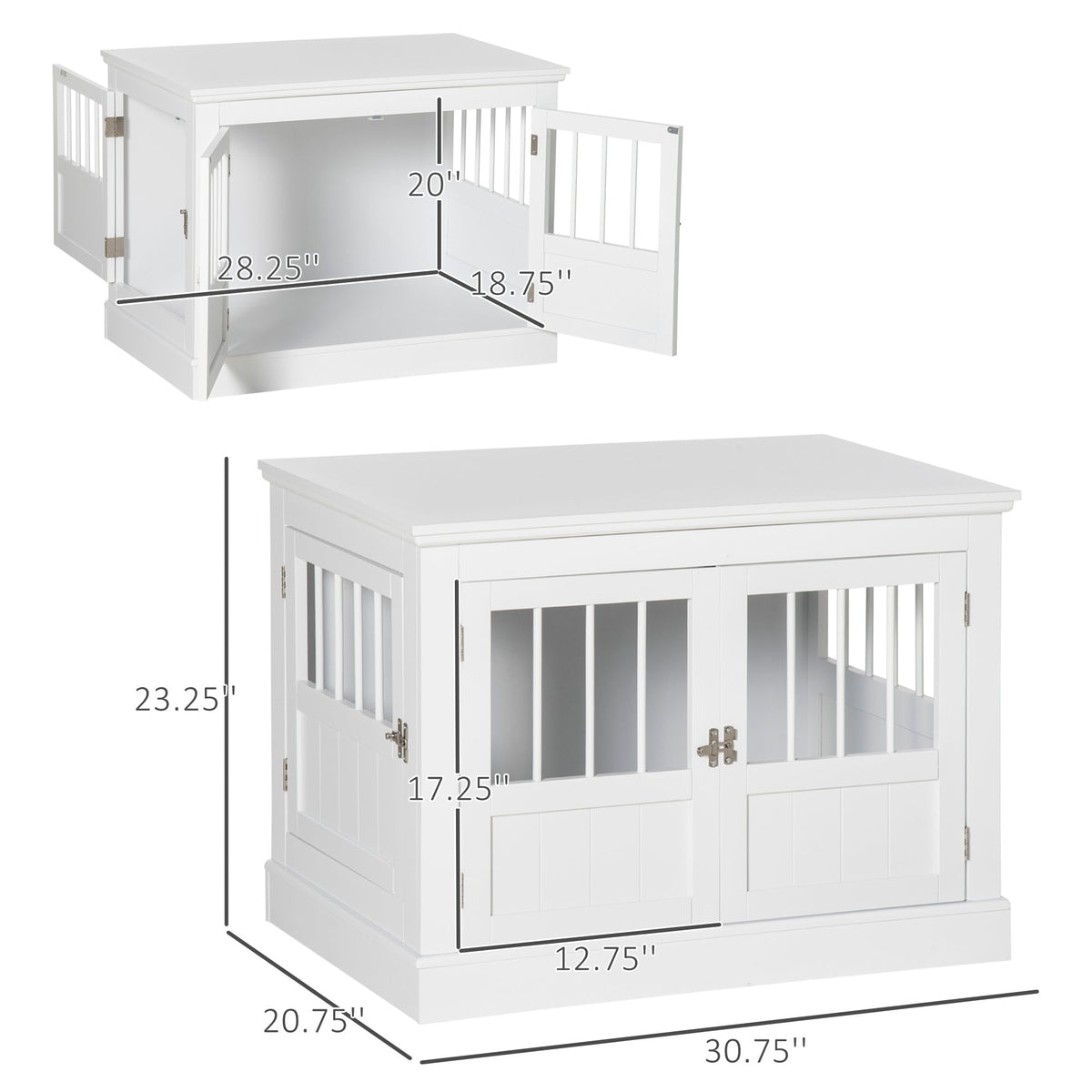 Cat Litter Box Enclosure with Magnetic Doors, Cat Washroom Nightstand with Large Top, Hidden Litter Box Side Table with Latches, White - Prioka