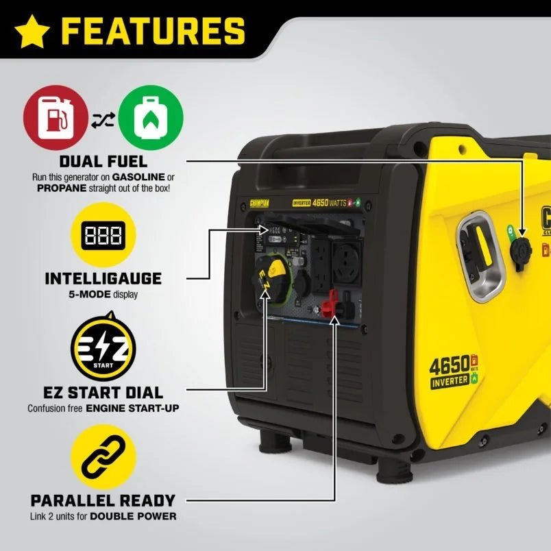 Champion 200994 3650/4650W Dual Fuel Inverter Generators. - Prioka