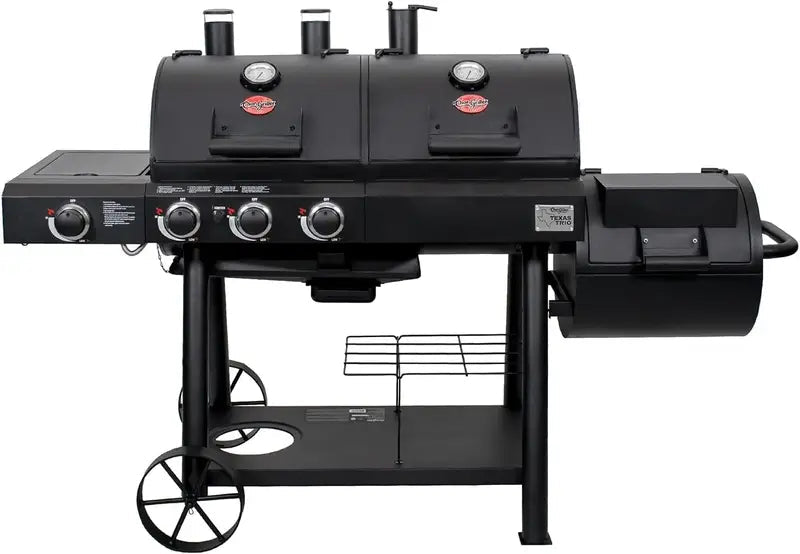 Char-Griller Texas Trio 3-Burner Dual Fuel Grills with Smoker - Prioka