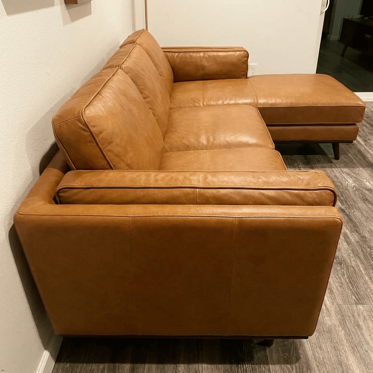 Chase Top-Grain Leather Sofa, 90 Inches MCM - Prioka