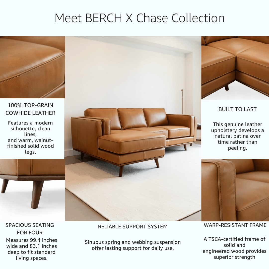 Chase Top-Grain Leather Sofa, 90 Inches MCM - Prioka