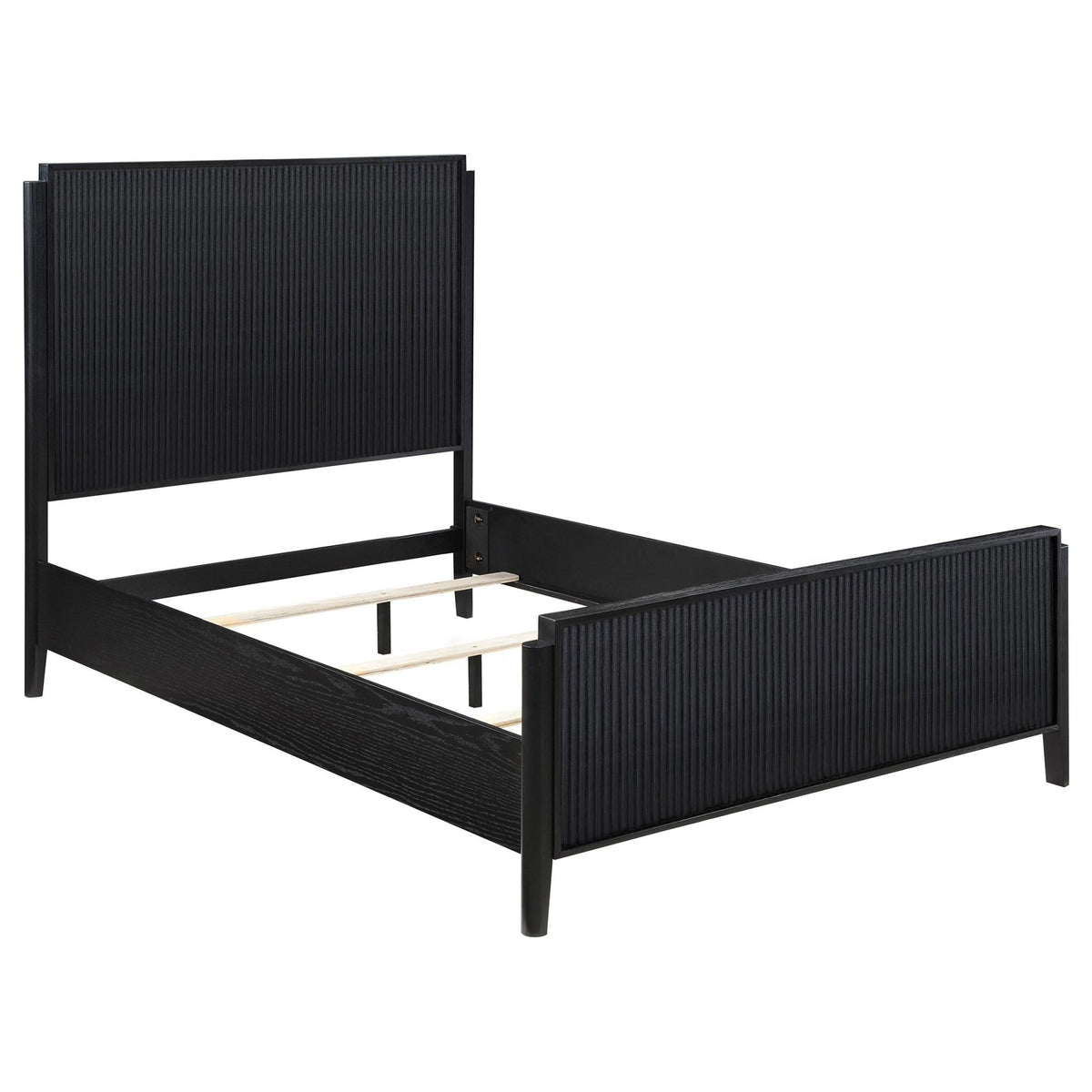 Coaster Fine Furniture Brookmead Modern Bedroom Furniture Set – Wire-Brushed Finish with Fluted Texturing, Golden Demi-Lune Handles, and English Dovetail Craftsmanship - Prioka
