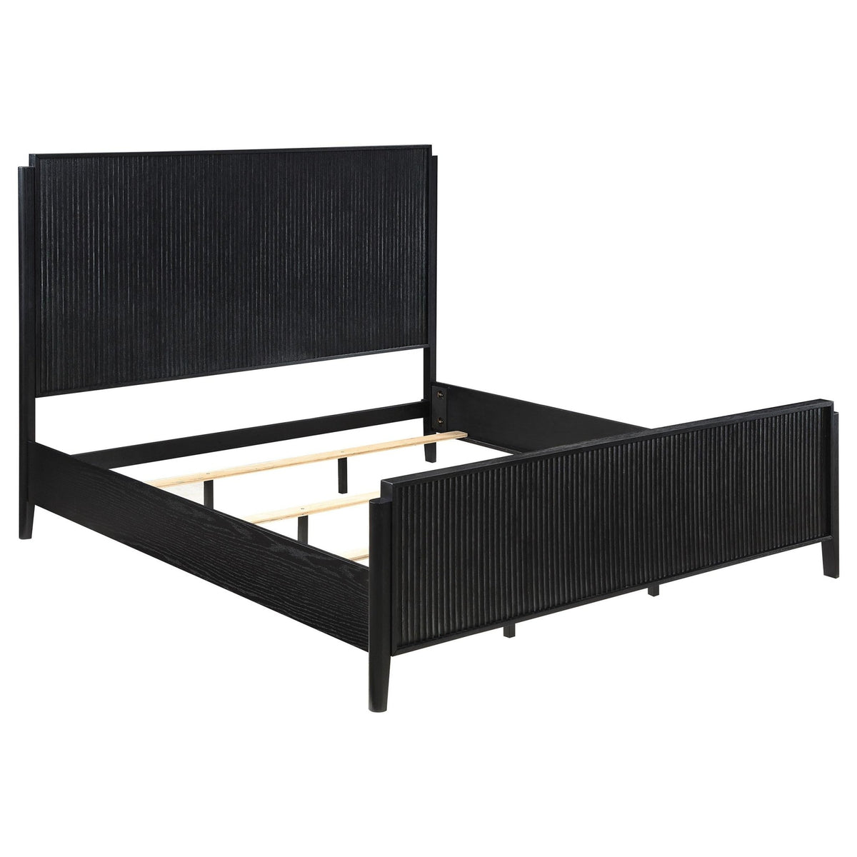 Coaster Fine Furniture Brookmead Modern Bedroom Furniture Set – Wire-Brushed Finish with Fluted Texturing, Golden Demi-Lune Handles, and English Dovetail Craftsmanship - Prioka