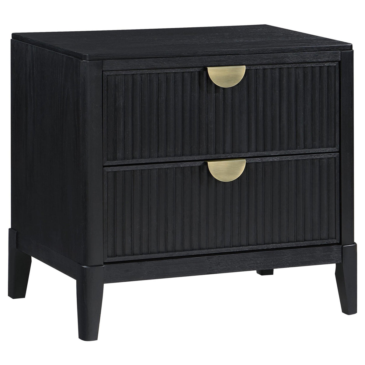 Coaster Fine Furniture Brookmead Modern Bedroom Furniture Set – Wire-Brushed Finish with Fluted Texturing, Golden Demi-Lune Handles, and English Dovetail Craftsmanship - Prioka
