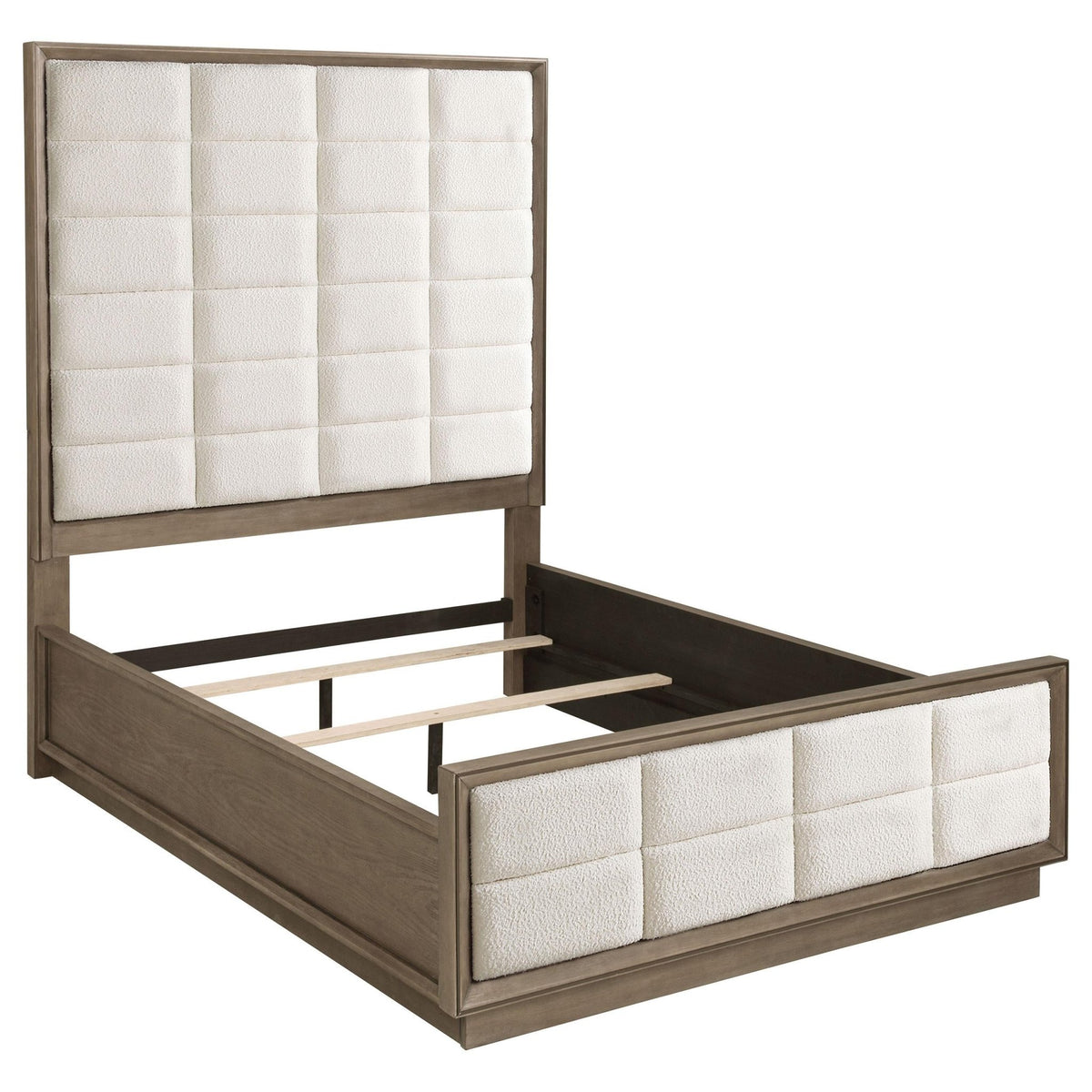 Coaster Fine Furniture Durango Bedroom Set – Grid-Tufted Velvet Headboard & Gold Hardware - Prioka