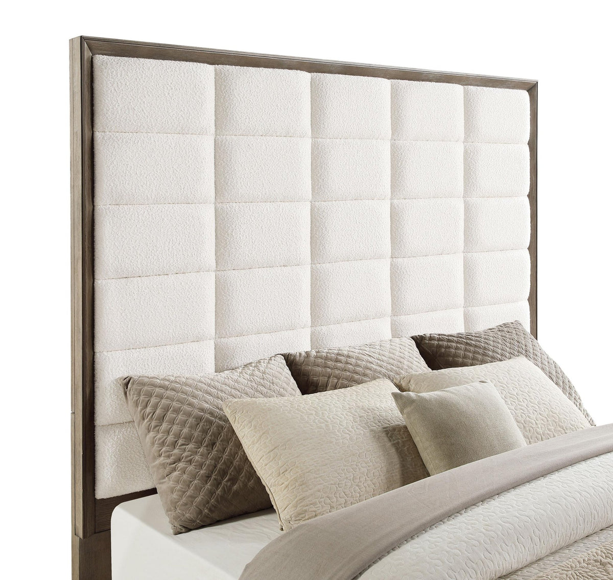 Coaster Fine Furniture Durango Bedroom Set – Grid-Tufted Velvet Headboard & Gold Hardware - Prioka